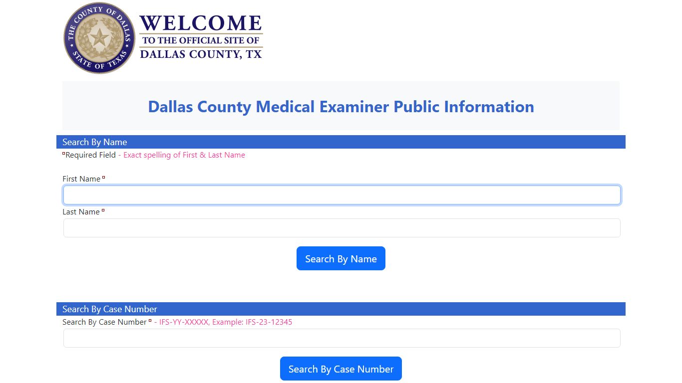 Dallas County Medical Examiner Public Info