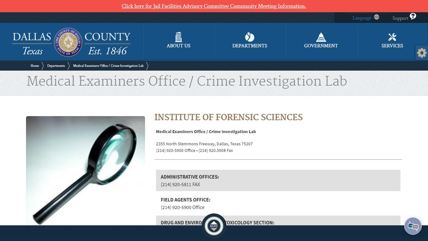 Medical Examiners Office / Crime Investigation Lab - Dallas County