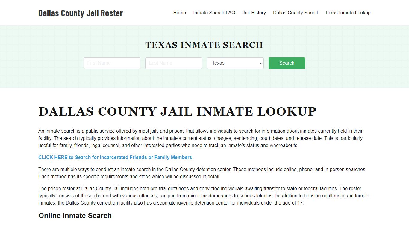 Dallas County Jail Roster Lookup, TX, Inmate Search